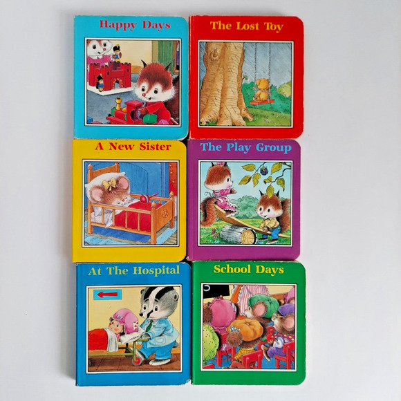 Vintage Children's Mini Board Book Lot Happy Endings 1985 Baby Toddler Set of 6 - Picture 2 of 9